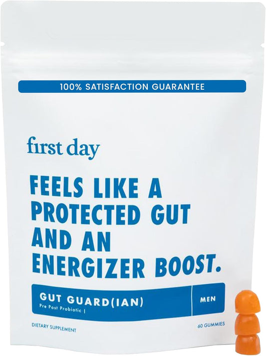 Men’s Gut Guardian Tribiotic Gummies - 3-in-1 Supplement for Digestive & Oral Health, Immune Support, Energy - 30-Day Supply