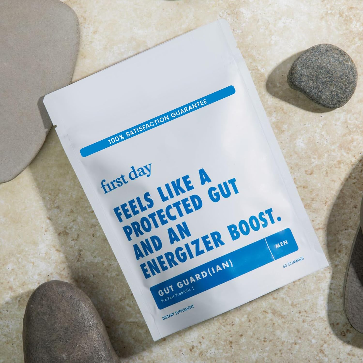 Men’s Gut Guardian Tribiotic Gummies: 3-in-1 Prebiotic, Probiotic & Postbiotic for Digestive, Oral Health & Immune Support - 30 Days