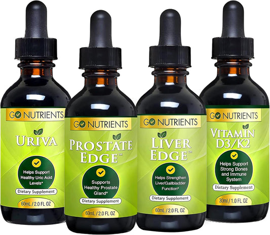 Men's Health Bundle: Vitamin D3/K2, Liver Support, Prostate Health, Uric Acid Balance - Enhances Energy, Vitality, and Immune System