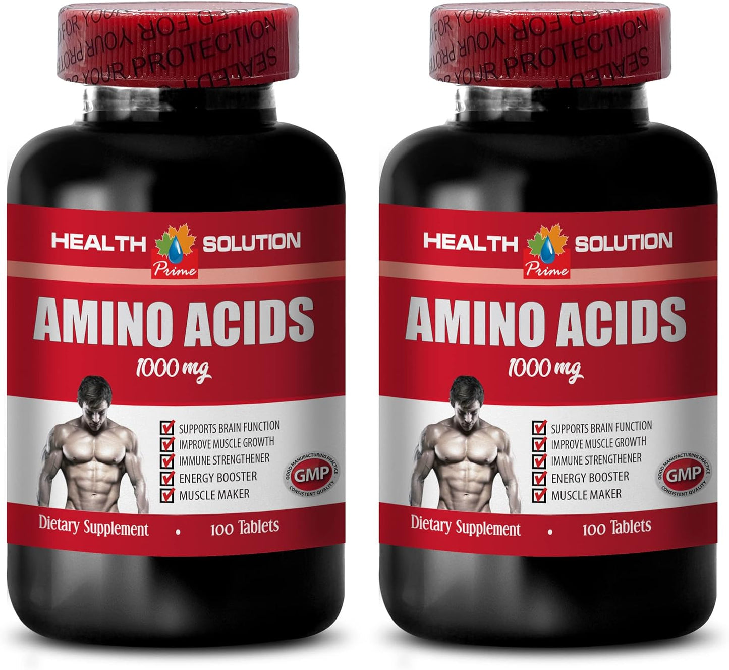 Men's Health Prime Pre-Workout Amino Acids Supplements - 1000mg, Electrolytes, BCAA for Muscle Growth - 2 Bottles x 200 Tabs