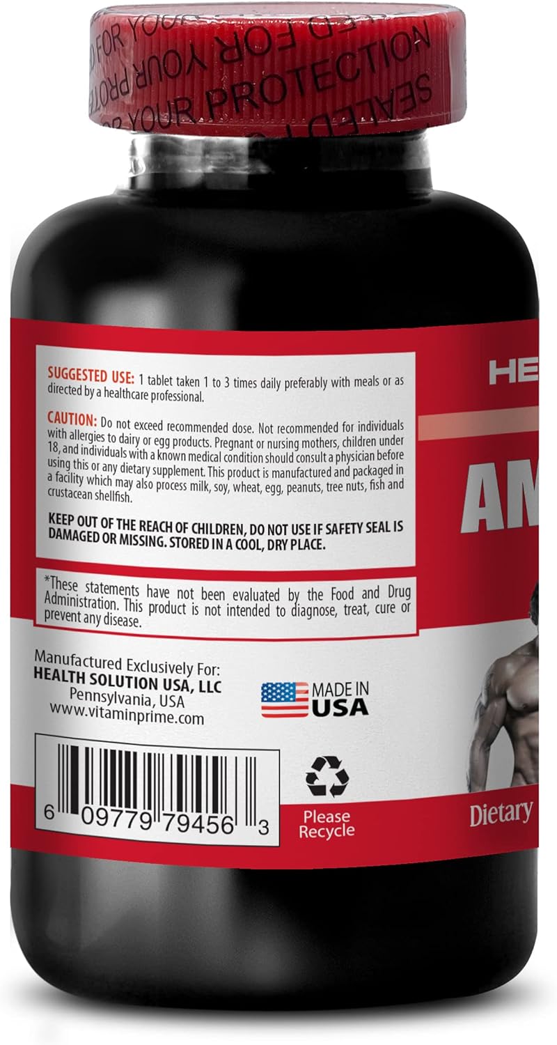 Men's Health Prime Pre-Workout Amino Acids Supplements - 1000mg, Electrolytes, BCAA for Muscle Growth - 2 Bottles x 200 Tabs
