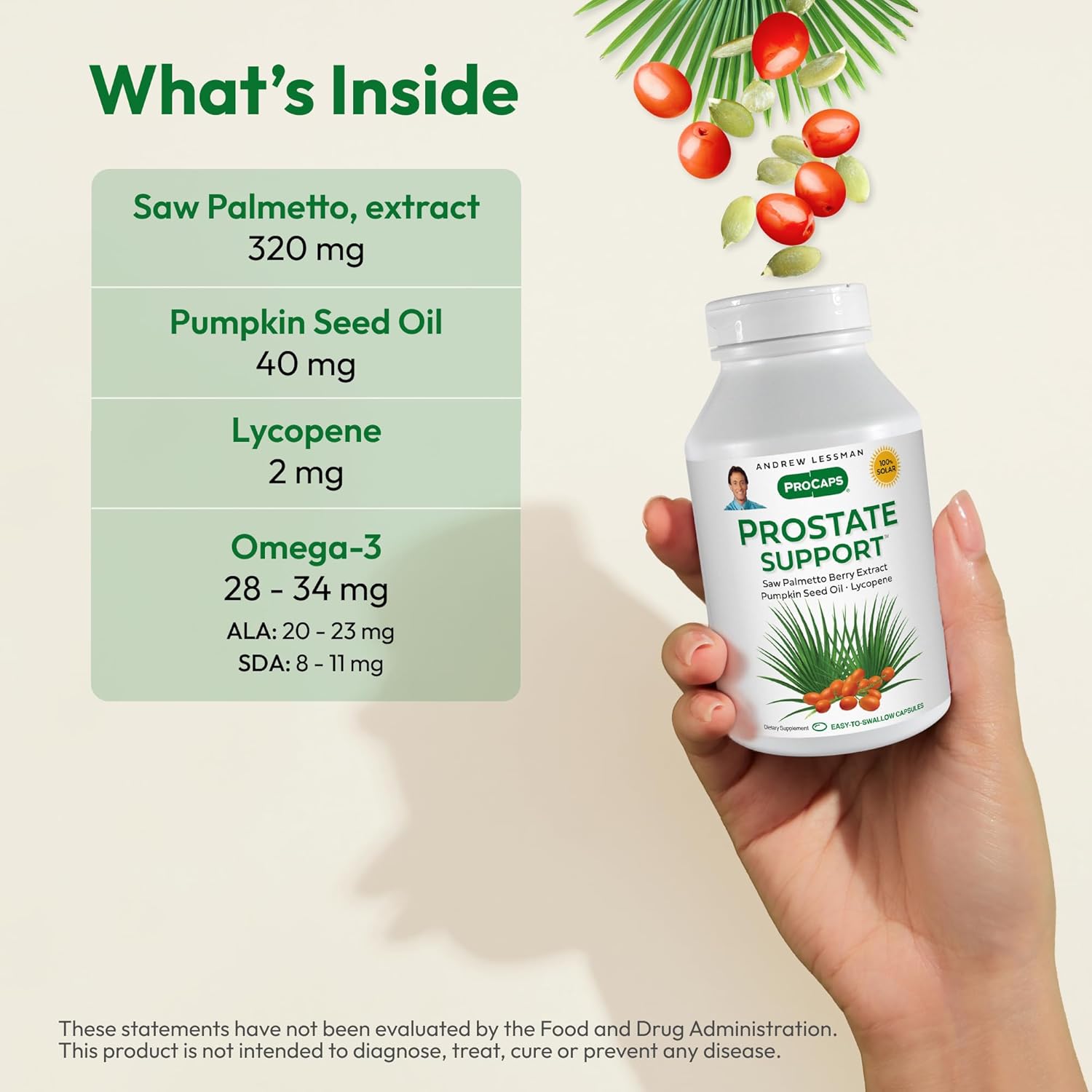 Men's Health Prostate Support Supplement - Saw Palmetto, Pumpkin Seed Oil, Lycopene, Omega-3 - 30 Softgels, Additive-Free - Promotes Prostate, Urinary, Bladder Function