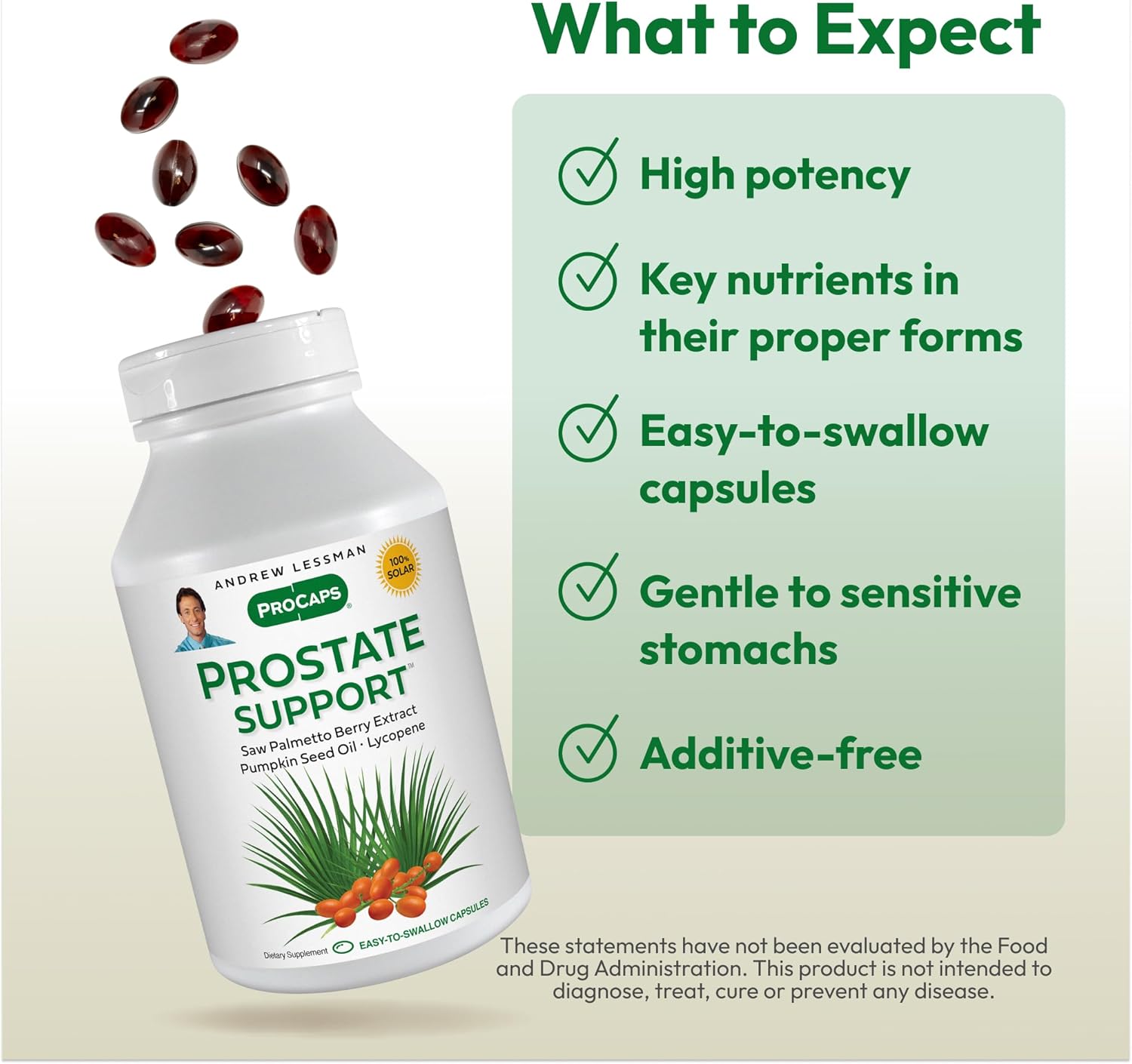 Men's Health Prostate Support Supplement - Saw Palmetto, Pumpkin Seed Oil, Lycopene, Omega-3 - 30 Softgels, Additive-Free - Promotes Prostate, Urinary, Bladder Function