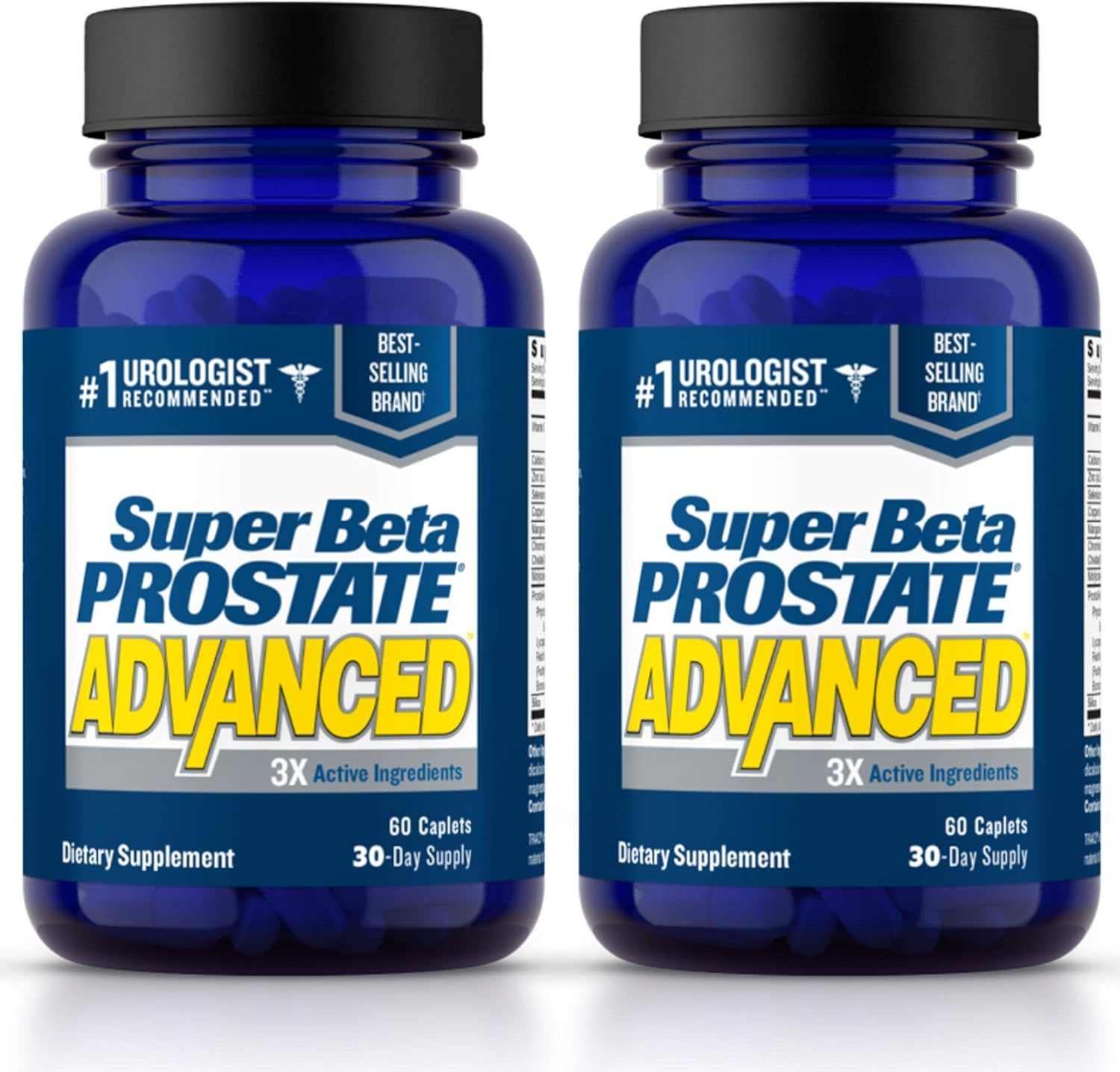 Men's Health Support: SUPER BETA PROSTATE Advanced Supplement for Prostate Health, Sleep, Bladder, Beta Sitosterol - 120 Caplets (2-Pack)