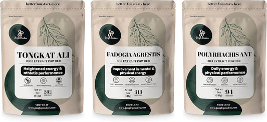 Men's Health Support Supplement Bundle: Jungle Powders Tongkat Ali, Fadogia Agrestis Extract, Black Ant - 689 Servings, 5oz