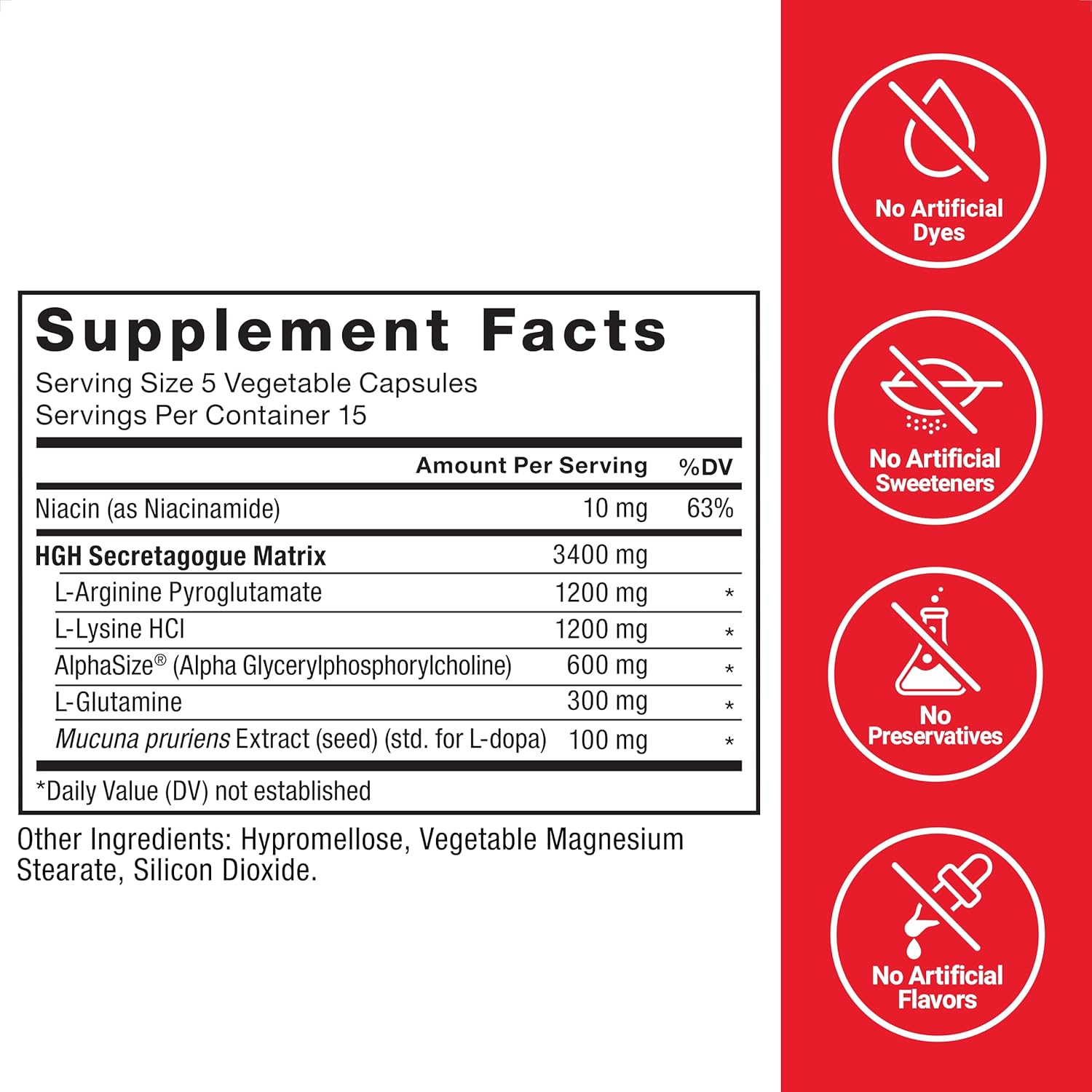 Men's HGH Supplement with AlphaSize for Increased Workout Force - 75 Capsules