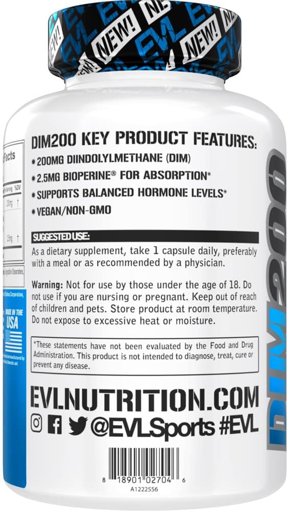 Men's Hormone Balance Supplement - Advanced DIM 200mg with Diindolylmethane and Bioperine for Enhanced Absorption - Vegan Non-GMO Energy Mood Performance