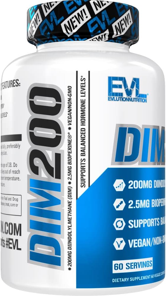 Men's Hormone Balance Supplement - Advanced DIM 200mg with Diindolylmethane and Bioperine for Enhanced Absorption - Vegan Non-GMO Energy Mood Performance