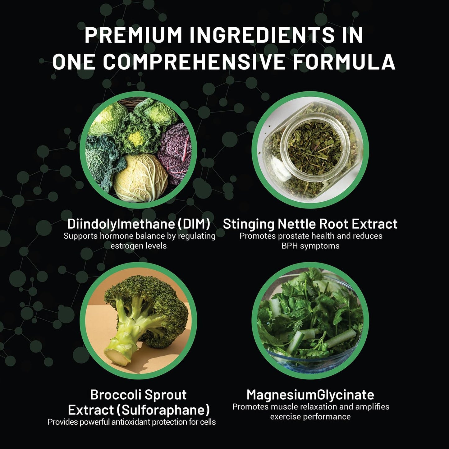 Men's Hormone Balance Supplement with Diindolylmethane & Nettle Root Extract - 60 Capsules