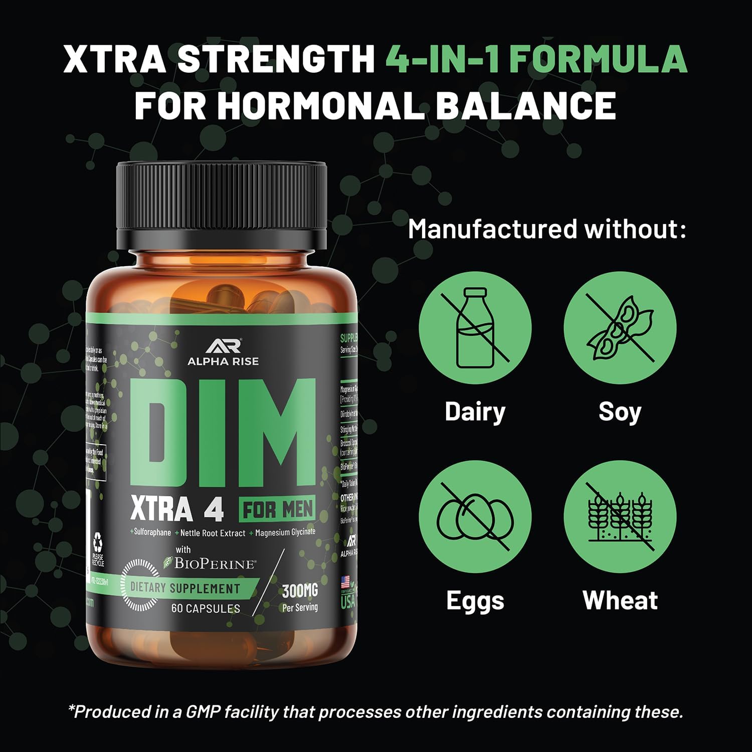 Men's Hormone Balance Supplement with Diindolylmethane & Nettle Root Extract - 60 Capsules