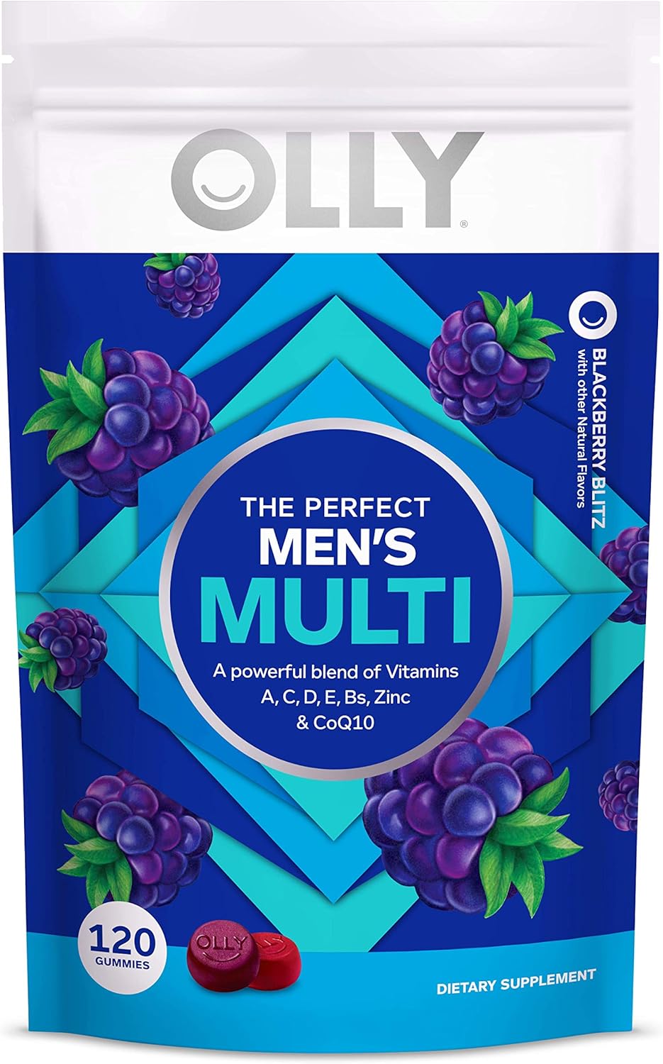 Men's Immune Support Multivitamin Gummies with Vitamins A, C, D, E, B, Lycopene, Zinc, BlackBerry - 120 Count