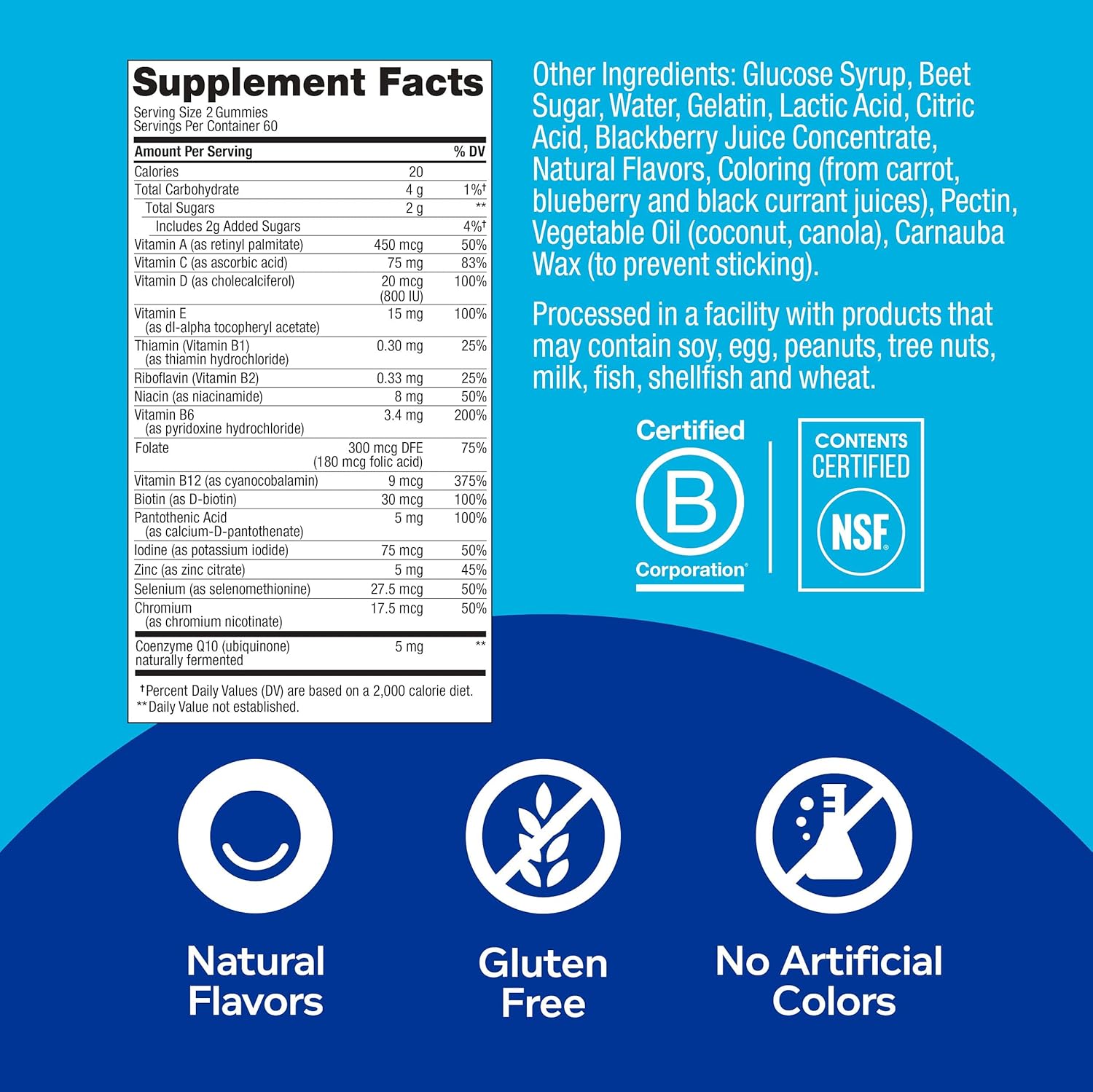 Men's Immune Support Multivitamin Gummies with Vitamins A, C, D, E, B, Lycopene, Zinc, BlackBerry - 120 Count