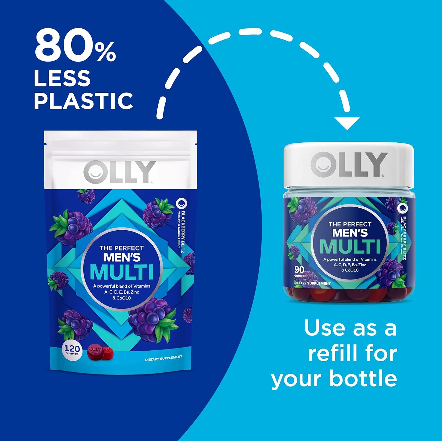 Men's Immune Support Multivitamin Gummies with Vitamins A, C, D, E, B, Lycopene, Zinc, BlackBerry - 120 Count