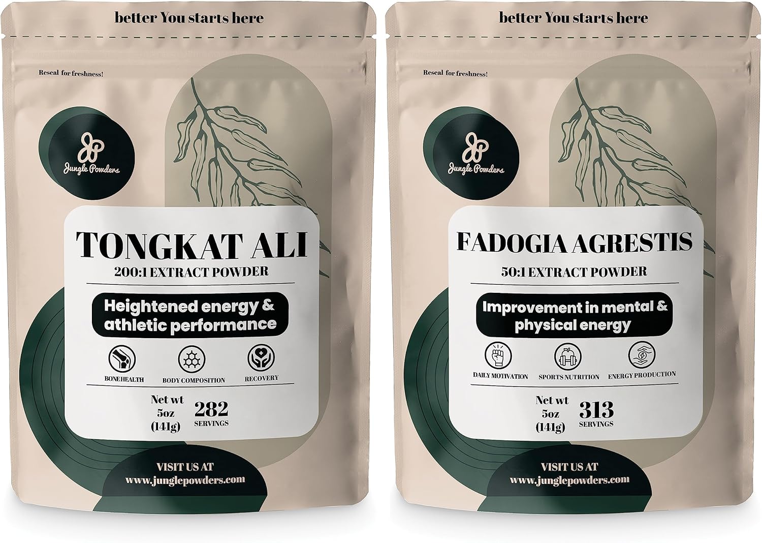 Men's Jungle Powders Tongkat Ali & Fadogia Agrestis Extract Powder 200:1 & 50:1 Concentration - 5oz Supplement