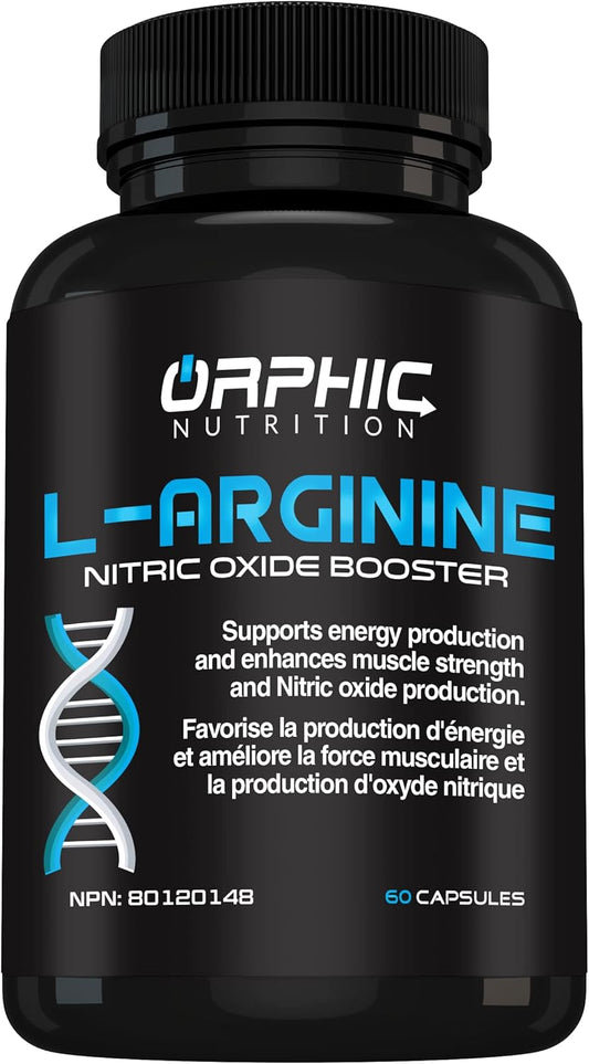 Men's L-Arginine Supplement 1000mg - 60 Capsules for Muscle Health, Energy, and Heart Health - With L-Citrulline and Nitric Oxide Support*