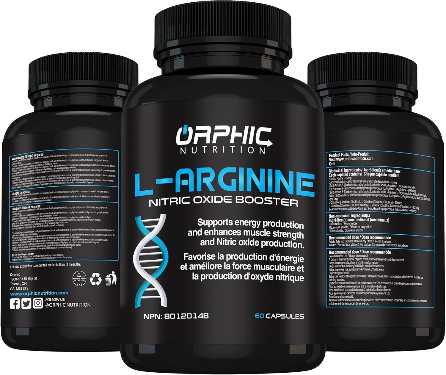 Men's L-Arginine Supplement 1000mg - 60 Capsules for Muscle Health, Energy, and Heart Health - With L-Citrulline and Nitric Oxide Support*