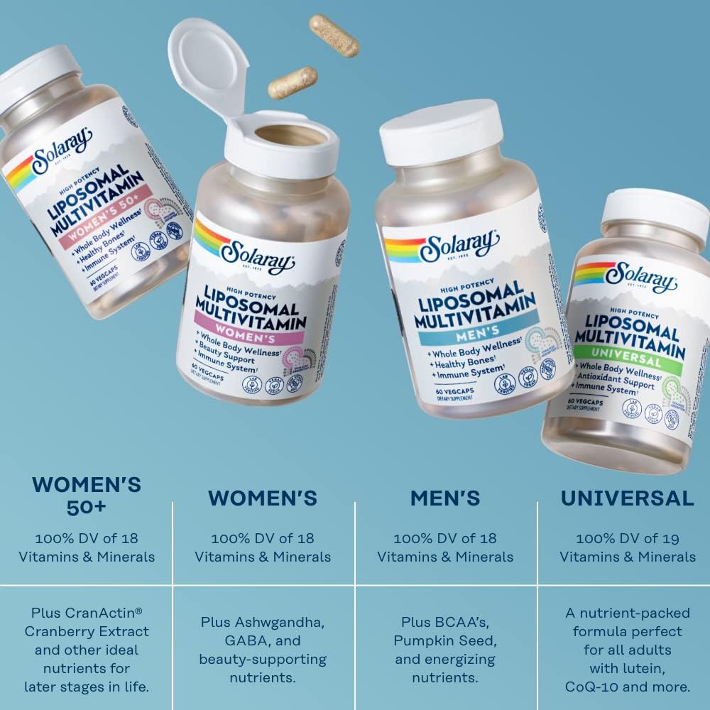 Men's Liposomal Multivitamin for Enhanced Absorption, Immune Support, Energy & Bone Health - Daily Multi with BCAA's, Vitamin D3, C, B12, Zinc - Vegan & Soy Free - 30 Servings, 60 VegCaps