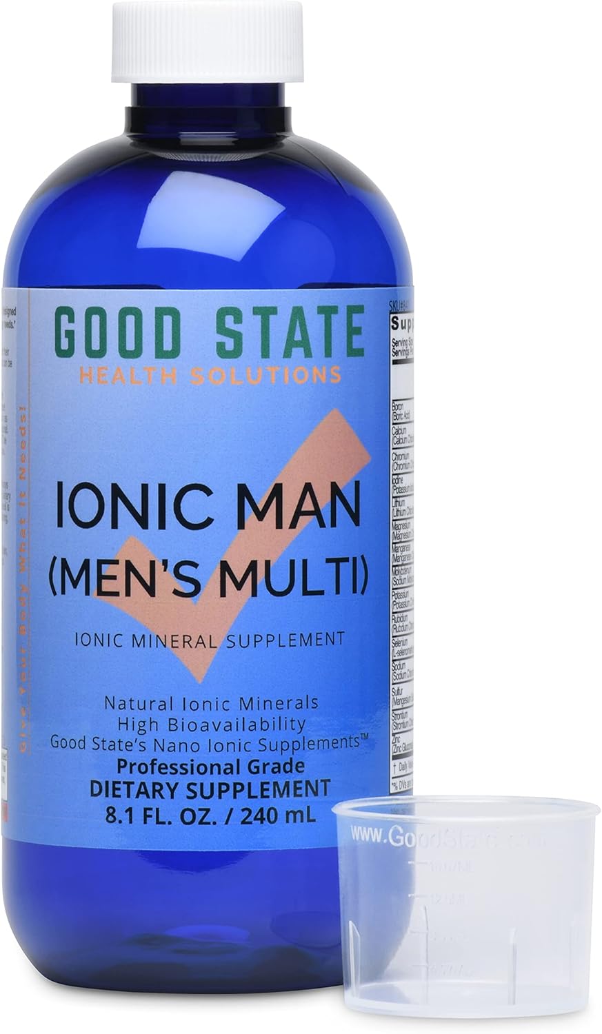 Men's Liquid Ionic Multi Mineral Supplement - Good State Ionic Man | Vegan-Friendly | 15 Minerals | 8 oz. Bottle