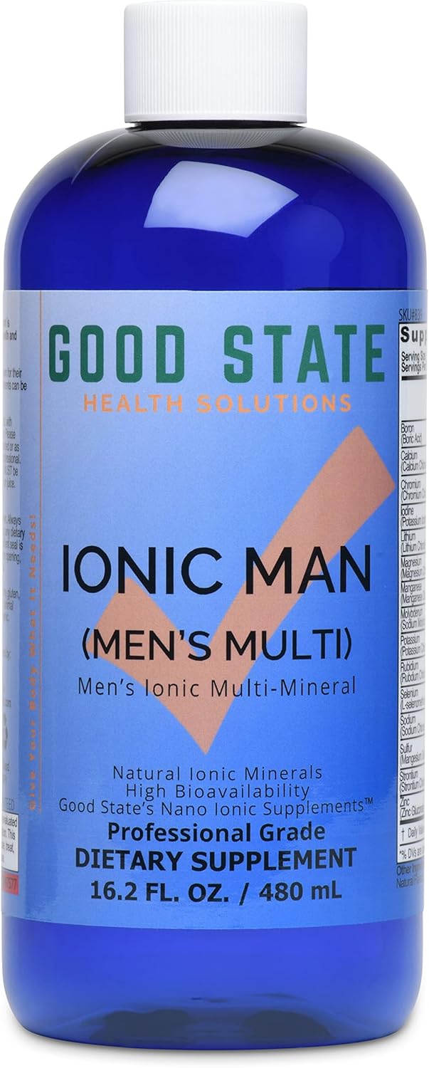 Men's Liquid Ionic Multi Mineral Supplement - Good State Ionic Man | Vegan-Friendly | 15 Minerals | 8 oz. Bottle