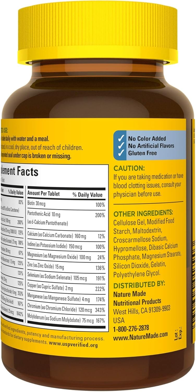 Men's Multivitamin 50+ Tablets with Vitamin D, 90 Count - Daily Nutritional Support for Men over 50