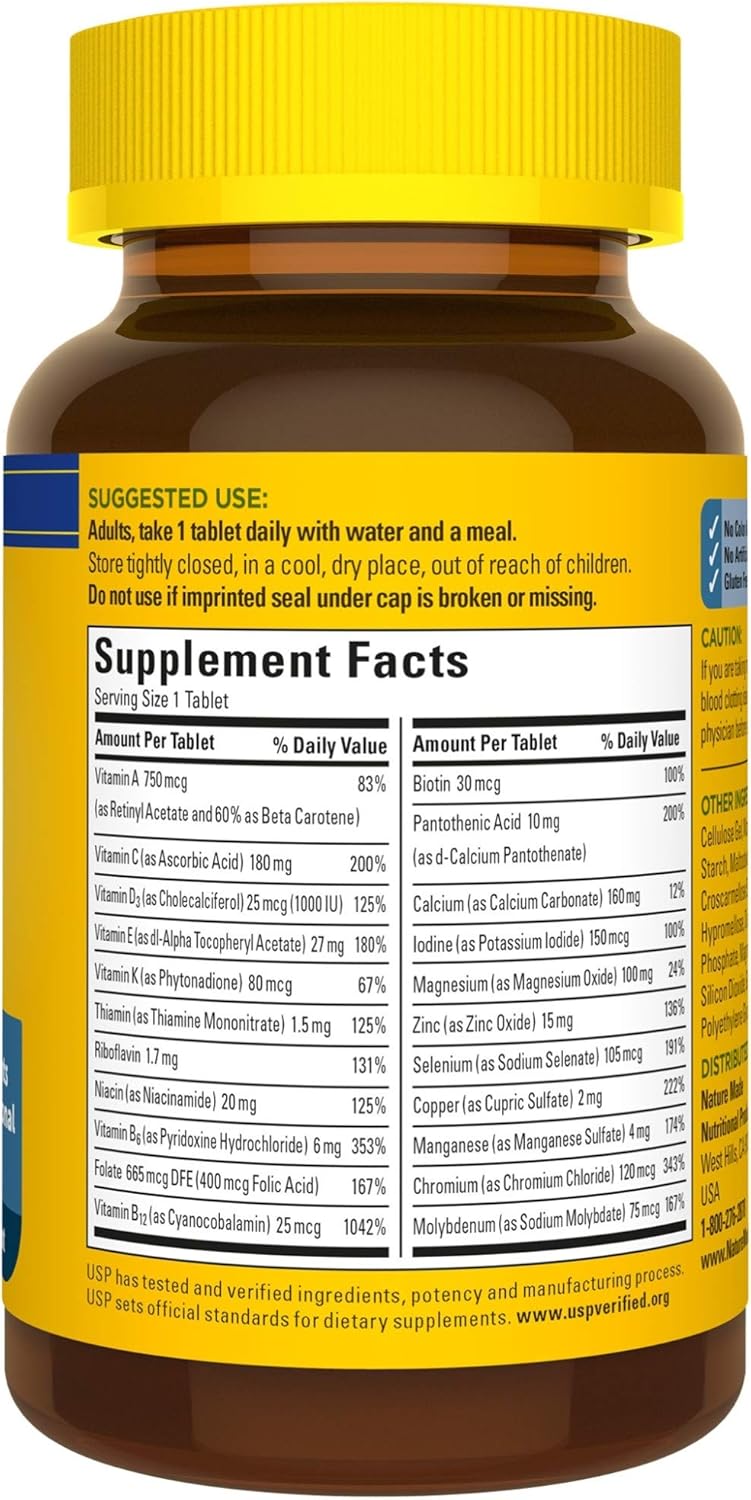 Men's Multivitamin 50+ Tablets with Vitamin D, 90 Count - Daily Nutritional Support for Men over 50