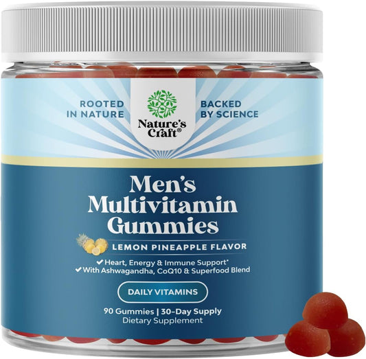 Men's Multivitamin Gummies with Superfood Complex - Daily Energy and Immune Support - CoQ10 and Ashwagandha - Adult Essential Minerals