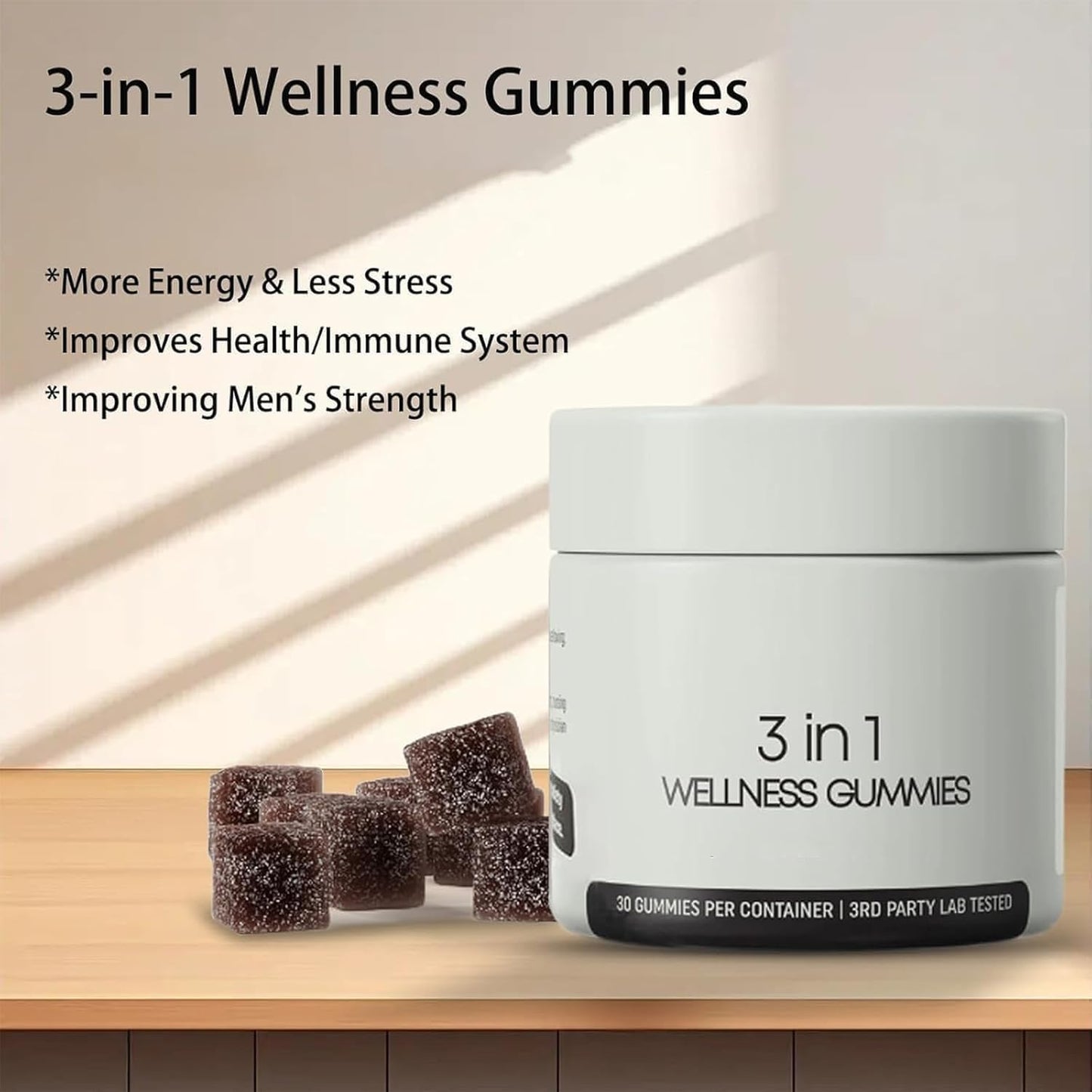 Men's Natural Energy Support with JTEVEweu Cured 3 in 1 Gummies