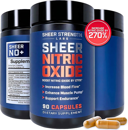 Men's Nitric Oxide Booster with Nitrosigine, S7, and Beetroot - Blood Flow & Pump Supplement for Enhanced Performance - 30 Servings