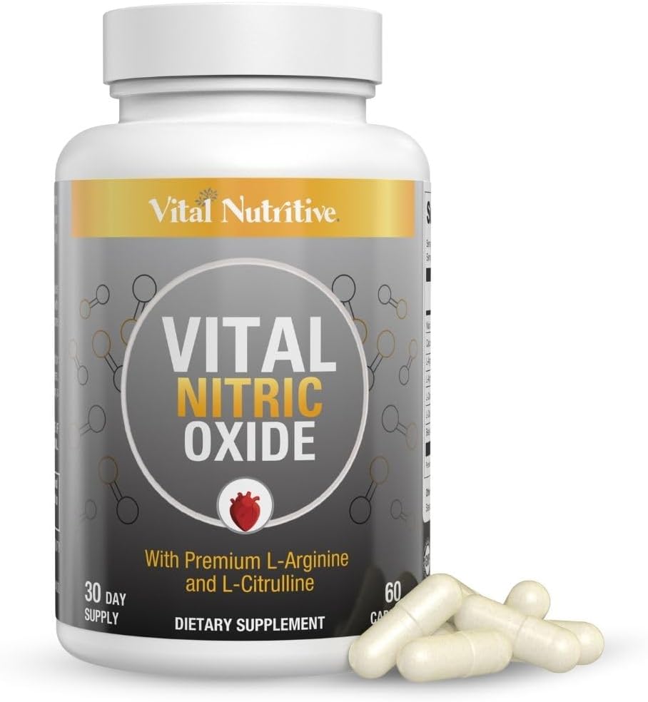 Men's Nitric Oxide Workout Booster Supplement - Boost Blood Flow, Energy, Performance - 60 Capsules