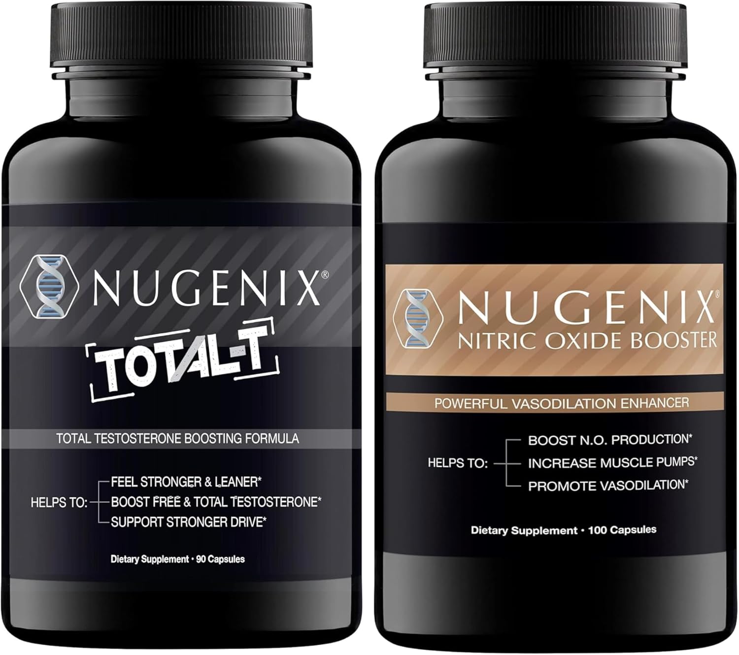 Men's Nugenix Nitric Oxide and Total-T Strength & Stamina Enhancers for Performance and Energy