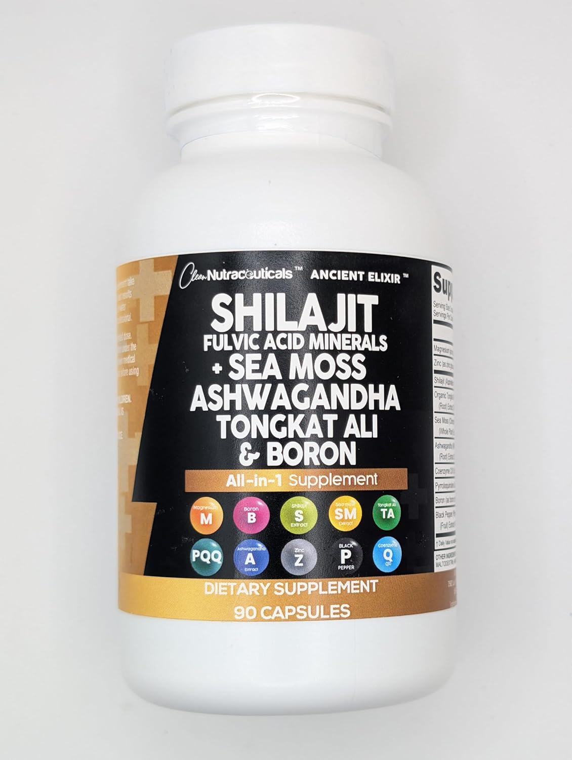 Men's Nutraceutical Shilajit Supplement with Sea Moss, Ashwagandha, Tongkat Ali, Boron, Magnesium - 90 Capsules