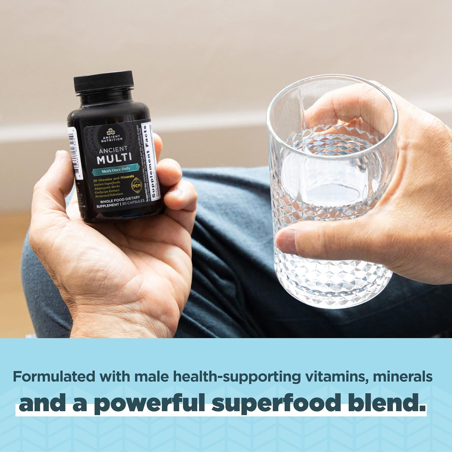 Men's Once Daily Multivitamin with Vitamin A, B, K2, Fenugreek Seed - 30 Ct, Supports Immune System, Paleo & Keto Friendly