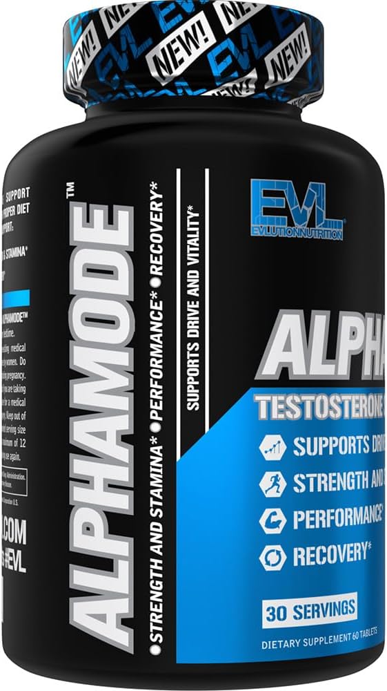 Men's Performance & Recovery Supplement - Evlution Nutrition Alphamode - Vitamin D3, B6, Ashwagandha, Horny Goat Weed - 30 Servings