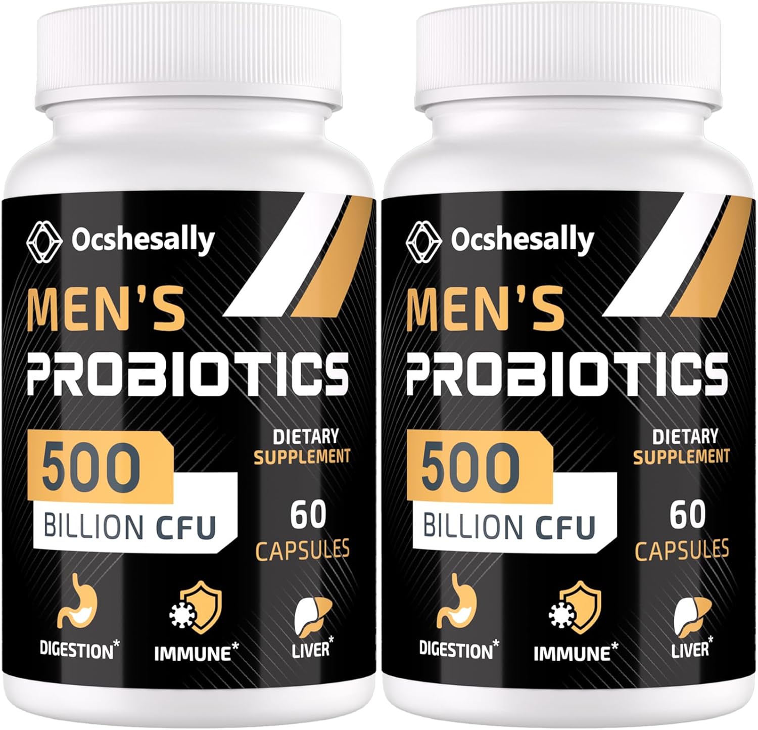 Men's Probiotic Supplement with 500 Billion CFUs & 12 Strains, Turmeric, Cranberry, Goji - Digestive, Immune, Urinary Tract Health - 60-Day Supply