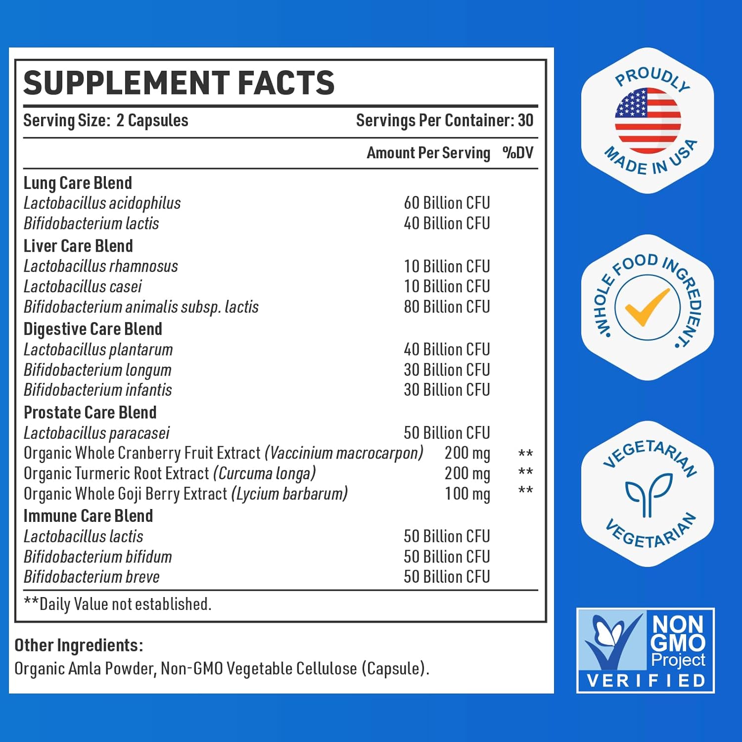 Men's Probiotic with 500 Billion CFU, 12 Strains, 4 Prebiotic Fiber - Digestive & Immune Support (120 Capsules)