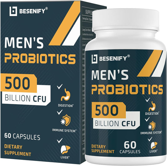 Men's Probiotic with 500 Billion CFUs, Turmeric, Cranberry, and Goji - Boost Digestive and Immune Health, 30-Day Supply