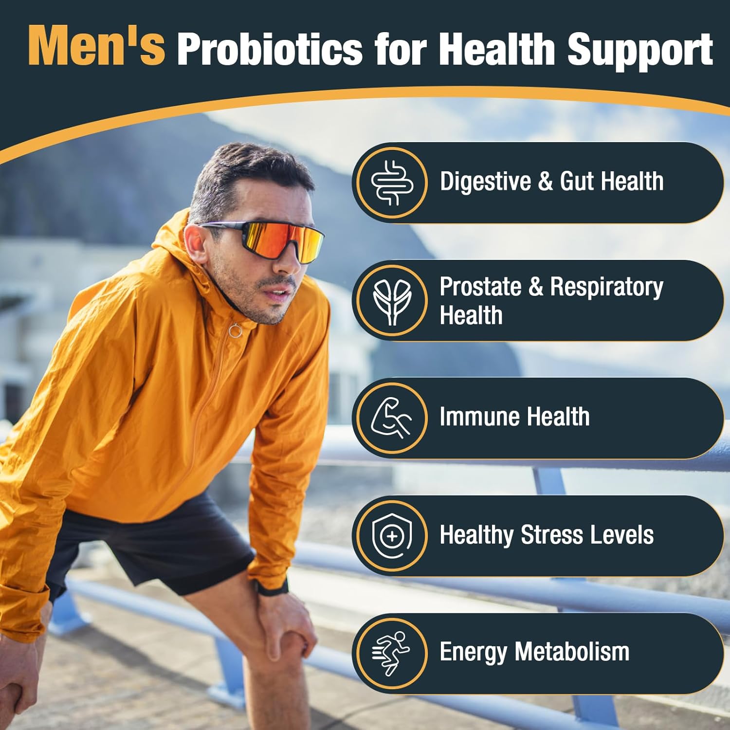 Men's Probiotic with 500 Billion CFUs, Turmeric, Cranberry, and Goji - Boost Digestive and Immune Health, 30-Day Supply