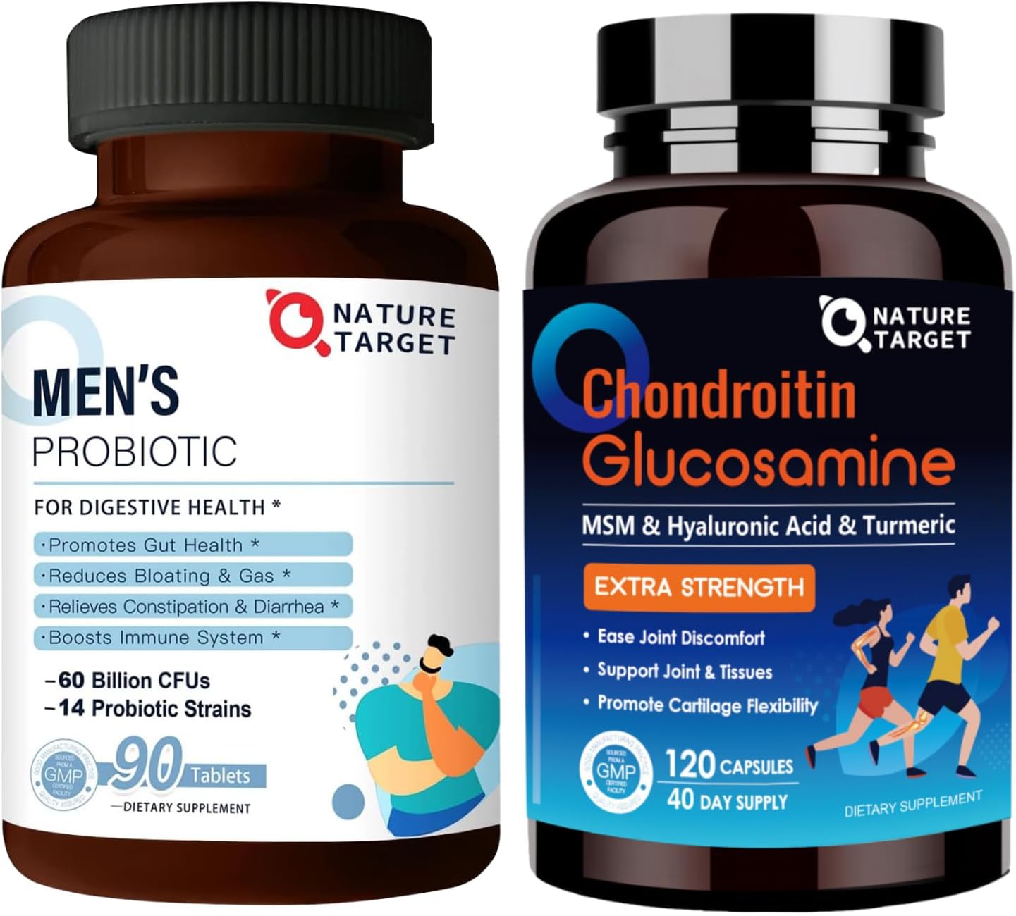 Men's Probiotics with Glucosamine Chondroitin MSM for Joint Support - Shellfish Free Supplement