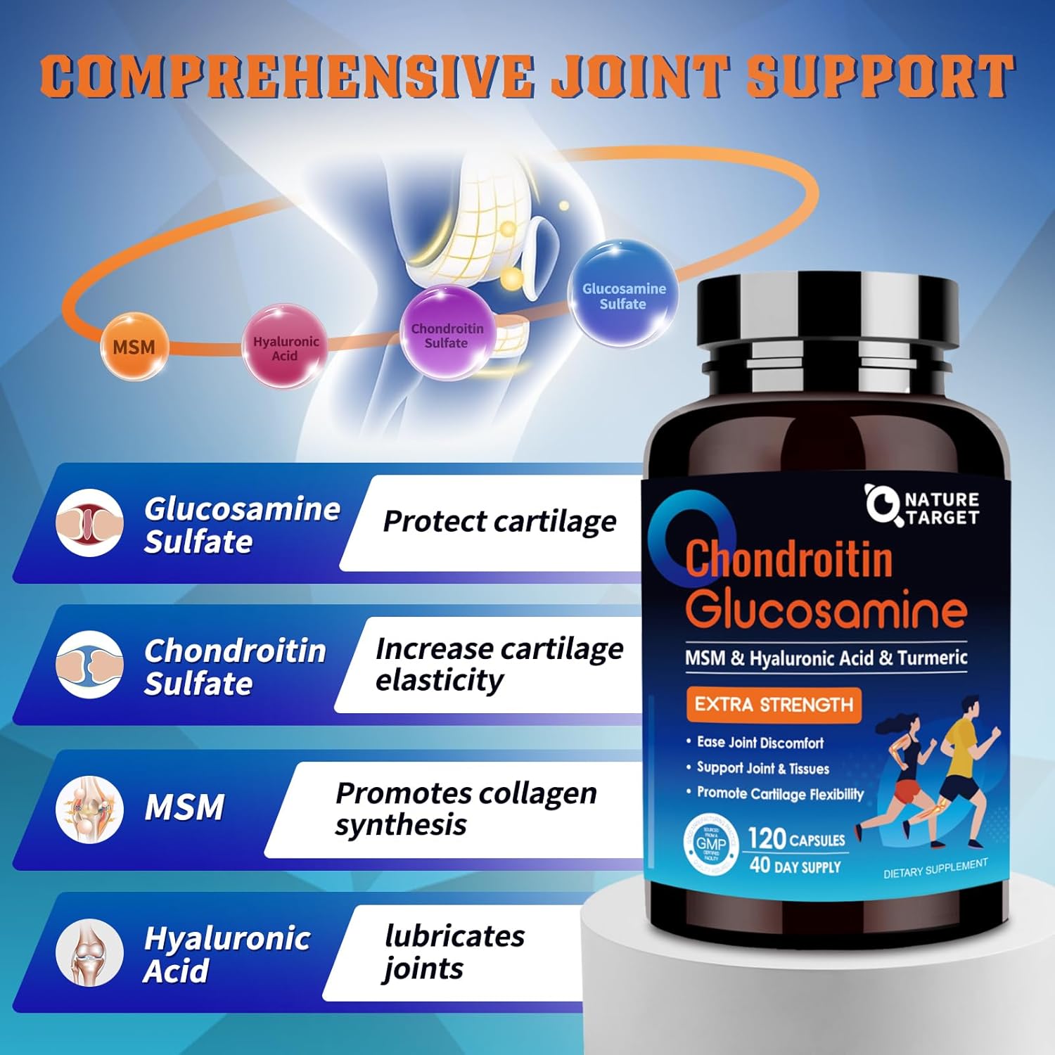 Men's Probiotics with Glucosamine Chondroitin MSM for Joint Support - Shellfish Free Supplement