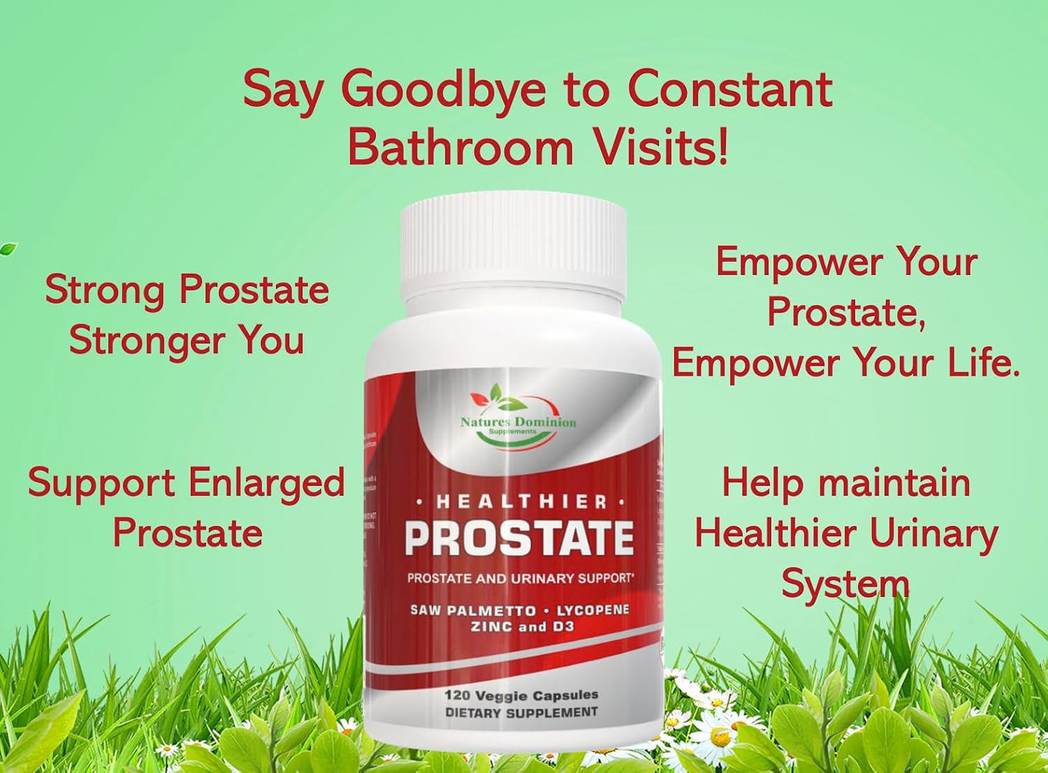 Men's Prostate Health Supplement with Saw Palmetto, Lycopene, Zinc, and Vitamin D3 for Bladder Control and Prostate Support