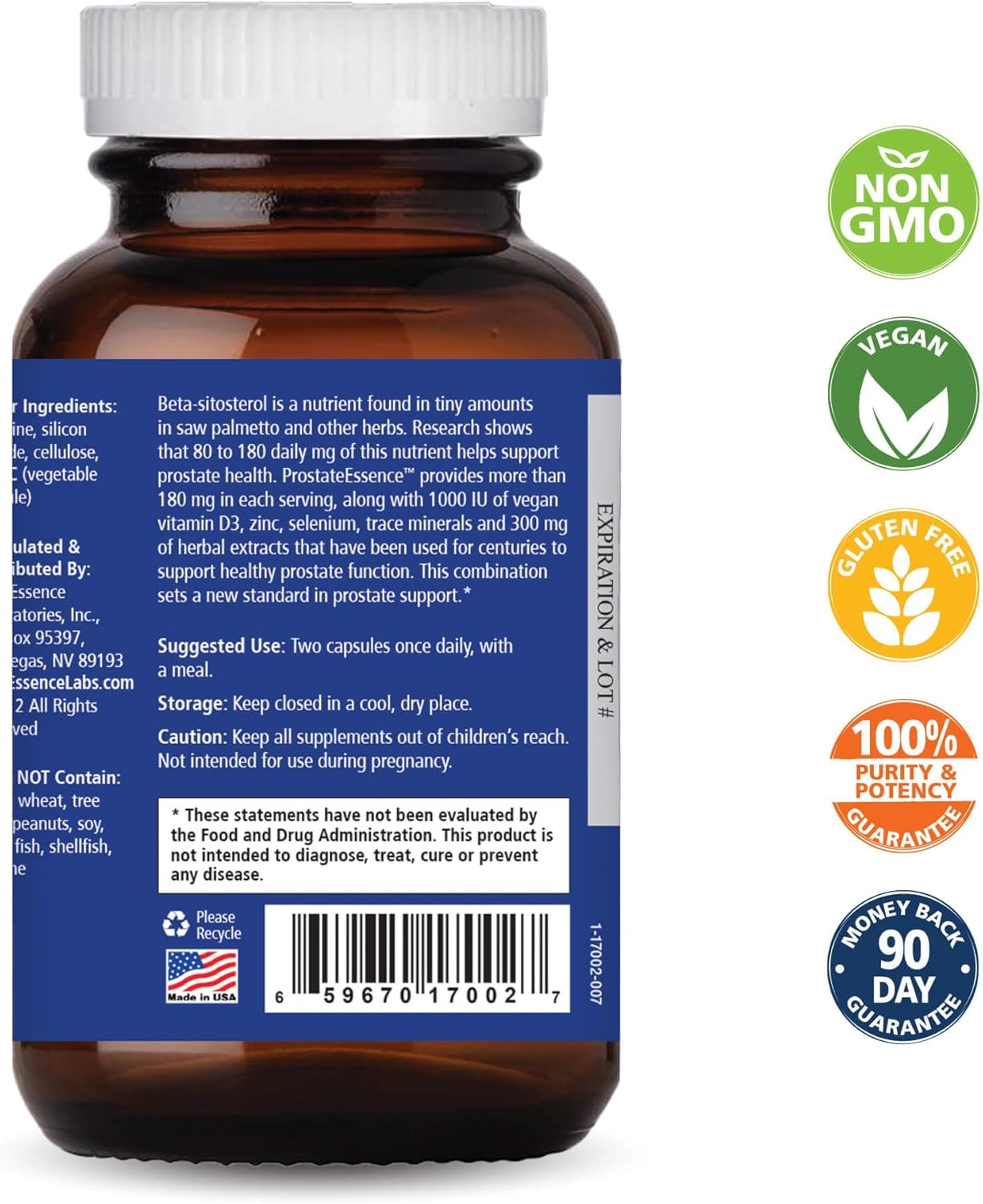 Men's Prostate Health Supplement with Vitamin D3, Selenium, and Zinc - Herbal Capsules for Prostate Support - 60 Count