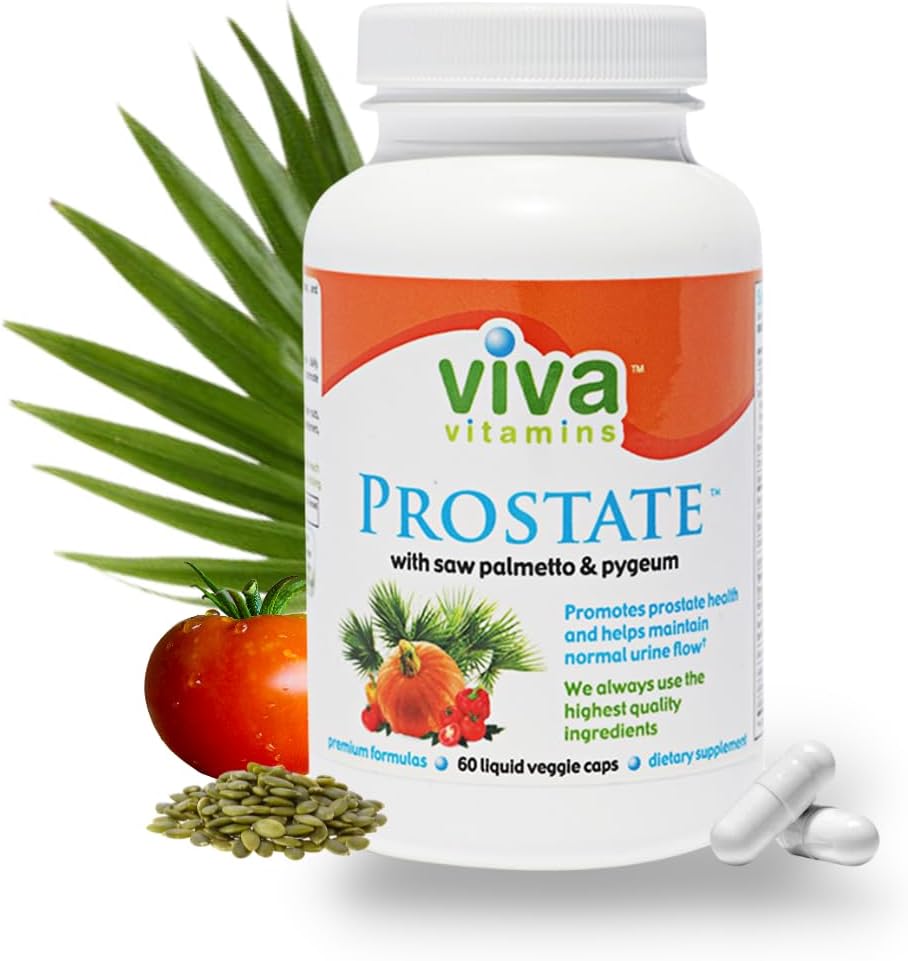 Men's Prostate Health Supplements with Pygeum, Pumpkin Seed Oil, Saw Palmetto - Prostate Formula for Bladder Health - 60 Veggie Capsules