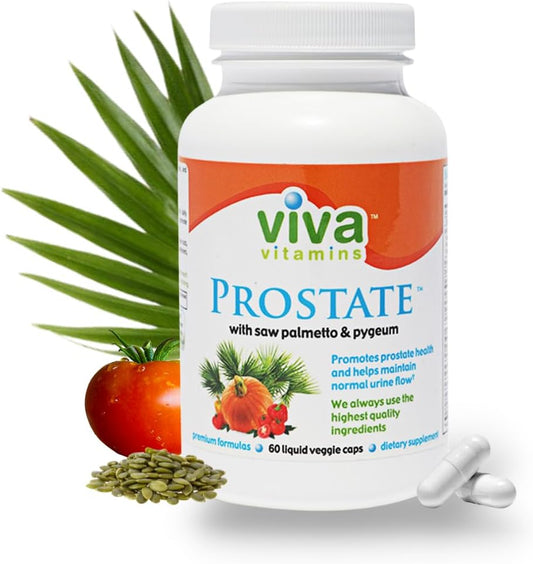 Men's Prostate Health Supplements with Pygeum, Pumpkin Seed Oil, Saw Palmetto - Prostate Formula for Bladder Health - 60 Veggie Capsules