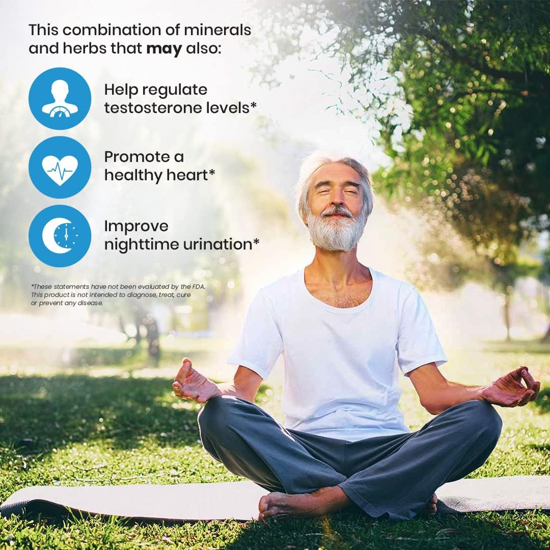 Men's Prostate Health Supplements with Pygeum, Pumpkin Seed Oil, Saw Palmetto - Prostate Formula for Bladder Health - 60 Veggie Capsules