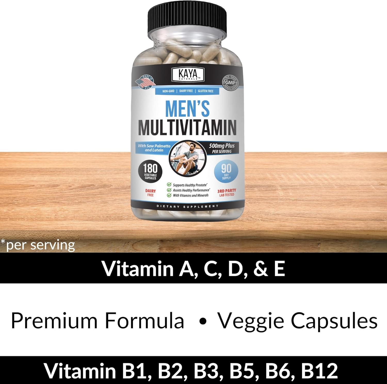 Men's Prostate Multivitamin with Minerals - Daily Supplement for Men - Supports Prostate Health - 180 Veggie Capsules