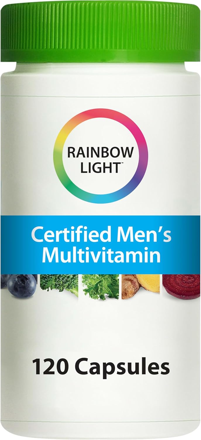 Men's Rainbow Light Multivitamin with Vitamin C, D, Zinc & Probiotics - High Potency Immune, Heart, & Liver Support - Non-GMO, Vegetarian - 120 Tablets
