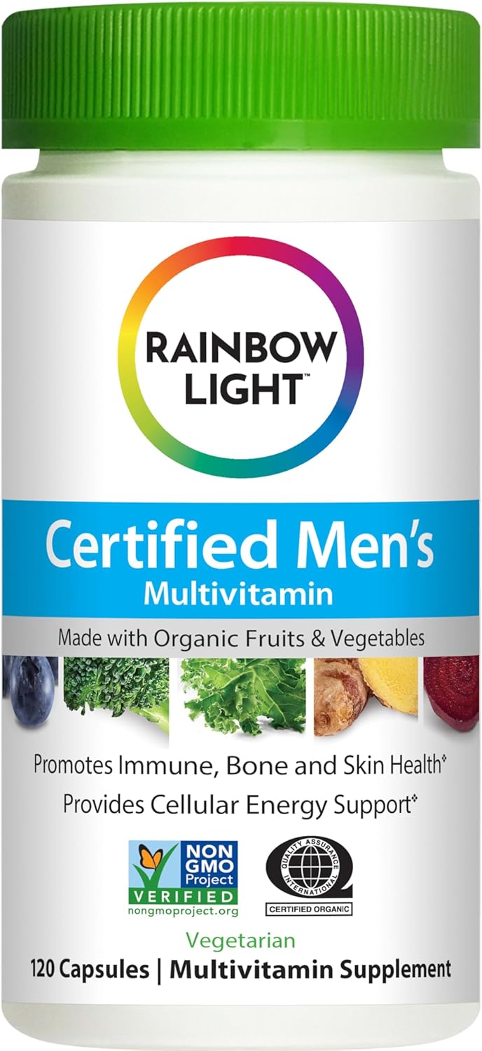 Men's Rainbow Light Multivitamin with Vitamin C, D, Zinc & Probiotics - High Potency Immune, Heart, & Liver Support - Non-GMO, Vegetarian - 120 Tablets
