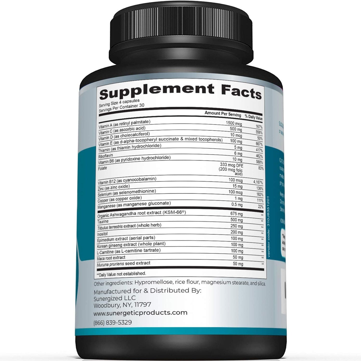 Men’s Support Supplement with Zinc, Ashwagandha, Maca, L-Carnitine & Vitamins - Boosts Energy, Stamina, Endurance & Stress Management - 120 Capsules