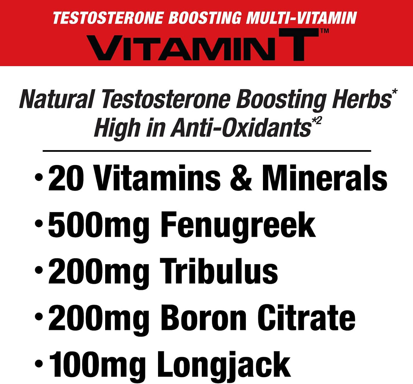 Men's Testosterone-Boosting Multivitamin with 20 Vitamins & Minerals - MuscleMeds Vitamin T Daily Supplement for Muscle & Sexual Health, 90 Count