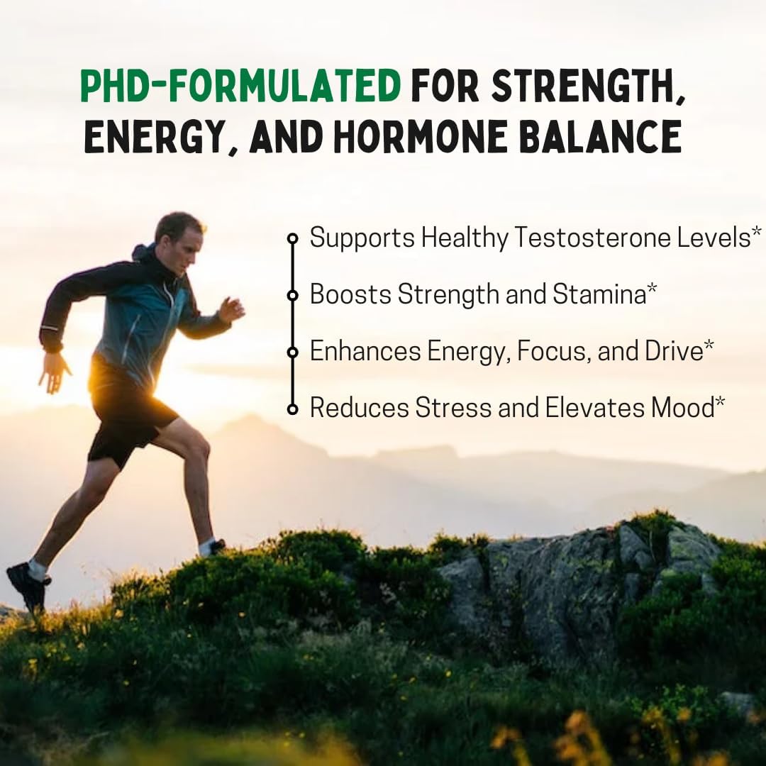 Men's Testosterone Supplement for Hormone Support, Energy Boost, Muscle Building, Stress Reduction - Trusted by Health Experts - 1 Month Supply